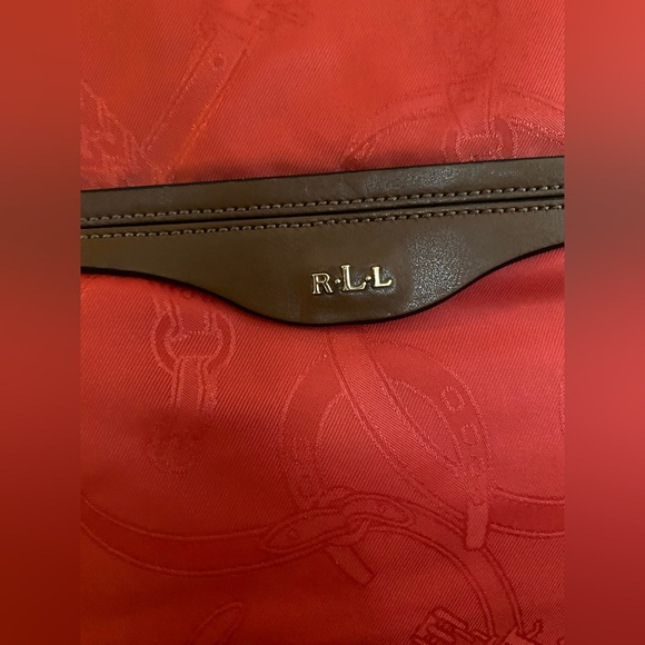 Vintage Polo Ralph Lauren red embossed horseshoes RLL tote hand bag GC~ - Picture 5 of 17